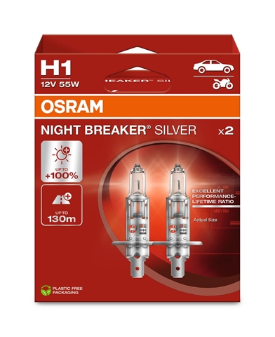  SET 2 BECURI H1 12V55W NIGHT BREAKER SILVER 100%